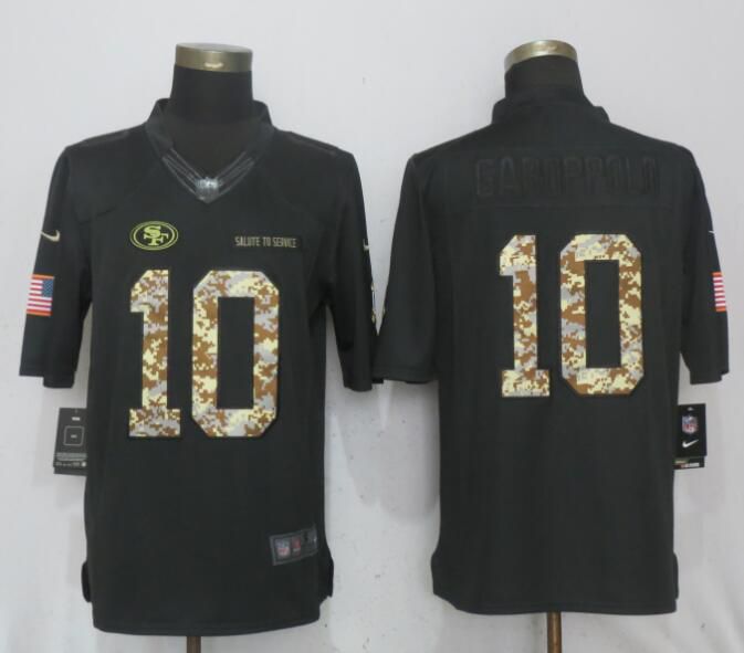 Men San Francisco 49ers #10 Garoppolo Anthracite Salute To Service Limited Nike NFL Jerseys->->NFL Jersey